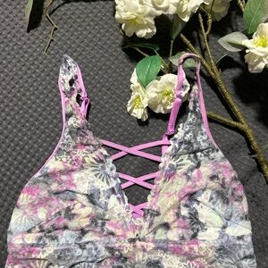 Victoria's Secret Floral Lace Bralette - Pink and Gray